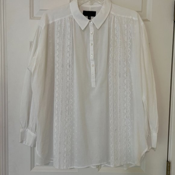Nili Lotan Selene Embroidered Cotton Popover Blouse - Picture 4 of 7
